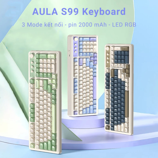 Bàn phím giả cơ Bluetooth Aula S99 - Original Green/Phantom Gray/Retro Gray/Misty Blue