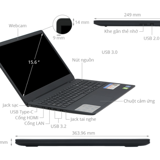LAPTOP DELL INSPIRON 3511 I5 1135G7/ 8GB/ 256GB SSD/ 15.6"" FHD/VGA ON/ WIN10/BLACK/NK