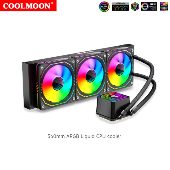 Tản Nhiệt Nước All in One Coolmoon ICEMOON 360 Màu Trắng - Led Argb Tự Động Đổi Màu / Đồng Bộ Hub Coolmoon / Mainboard
