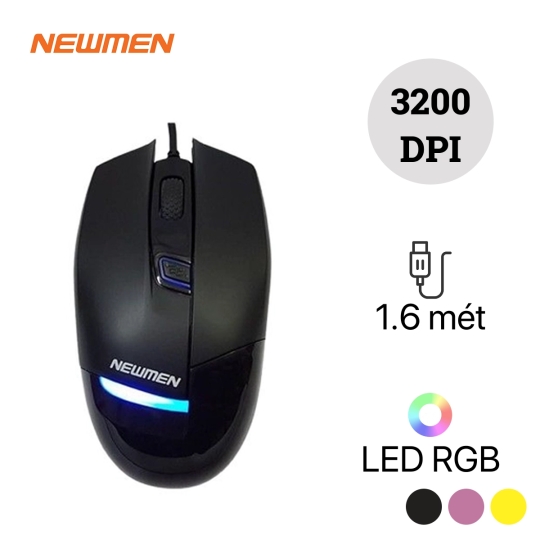 Chuột Newmen G10+ Wired LED (Vàng-Đen)